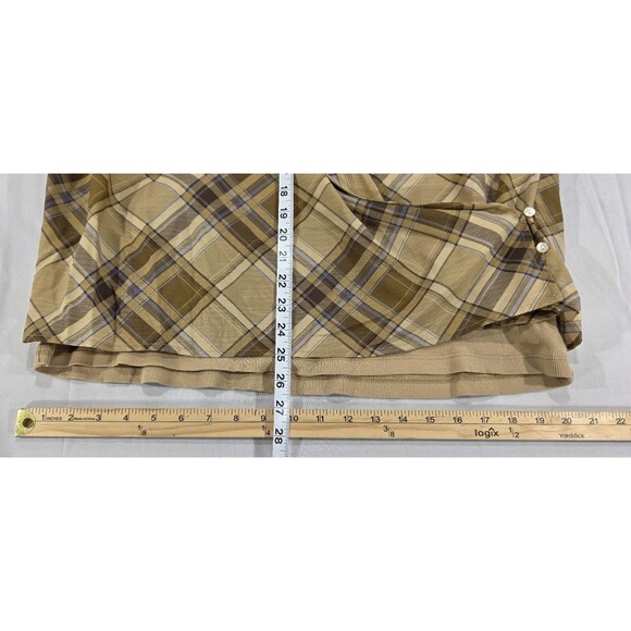 Ralph Lauren Womens Wrap Top Brown Plaid 2 Piece Set Beige Tank Plus Size 2X - Picture 11 of 13